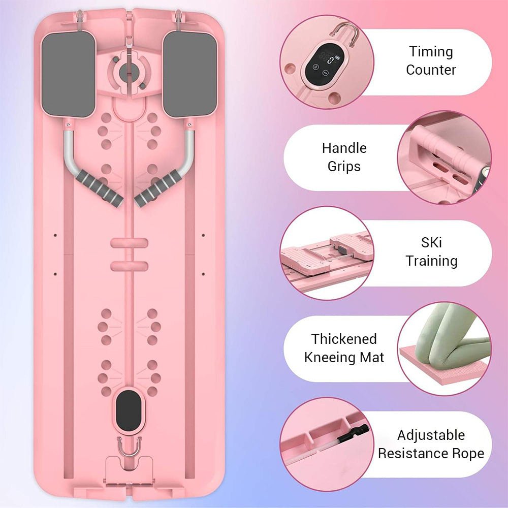 Foldable Pilates Workout Board with Resistance Bands & Phone Holder - AGILITHOR