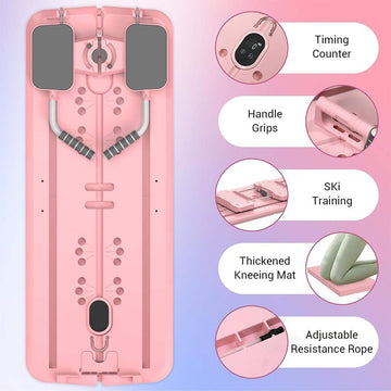 Foldable Pilates Workout Board with Resistance Bands & Phone Holder - AGILITHOR