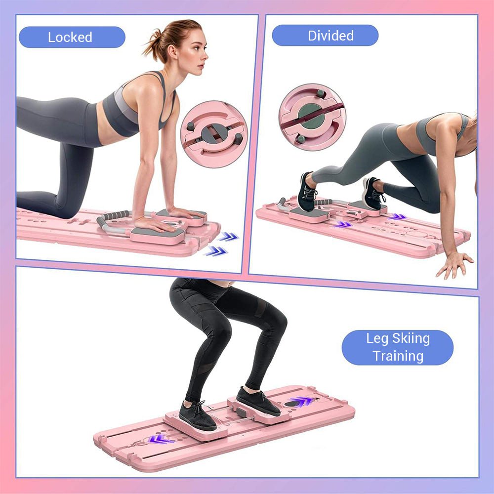 Foldable Pilates Workout Board with Resistance Bands & Phone Holder - AGILITHOR