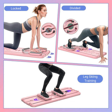 Foldable Pilates Workout Board with Resistance Bands & Phone Holder - AGILITHOR