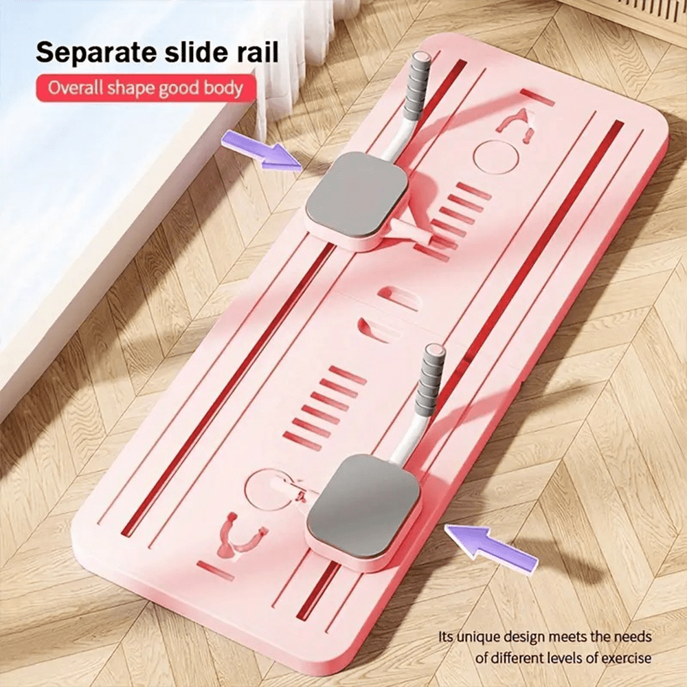 Foldable Pilates Sliding Board Trainer with Cable Resistance & Phone Holder - AGILITHOR