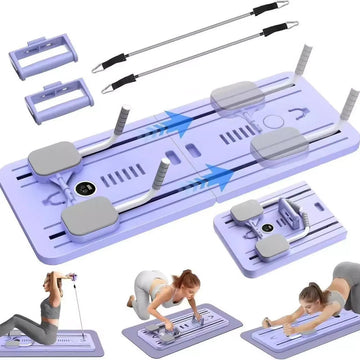 Foldable Pilates Sliding Board Trainer with Cable Resistance & Phone Holder - AGILITHOR