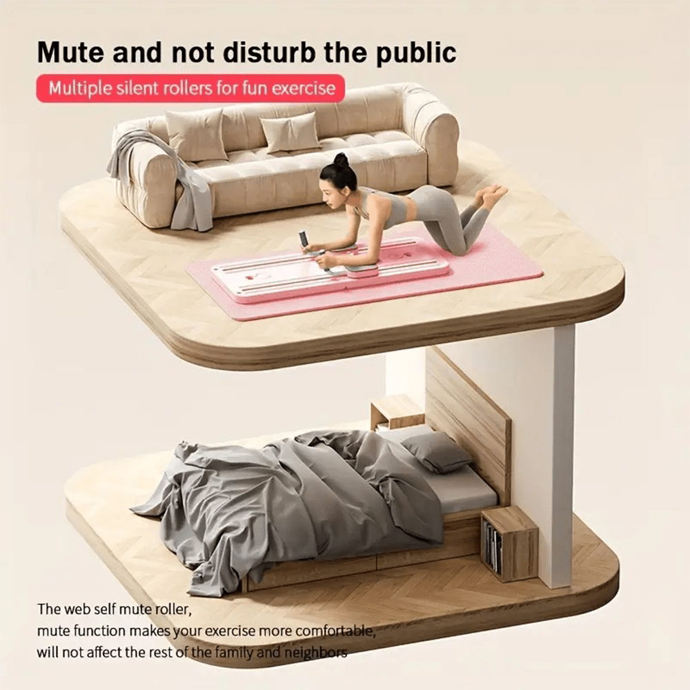 Foldable Pilates Sliding Board Trainer with Cable Resistance & Phone Holder - AGILITHOR