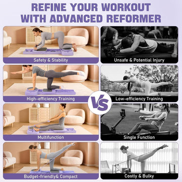 Foldable Pilates Sliding Reformer Board, Multi-Purpose Pilates - AGILITHOR
