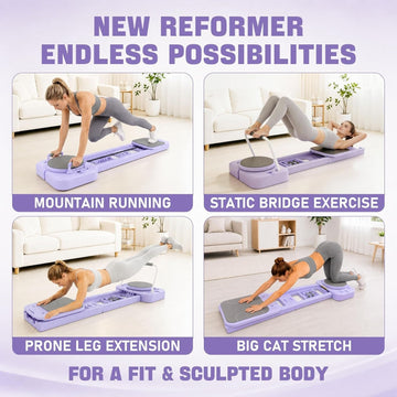 Foldable Pilates Sliding Reformer Board, Multi-Purpose Pilates - AGILITHOR