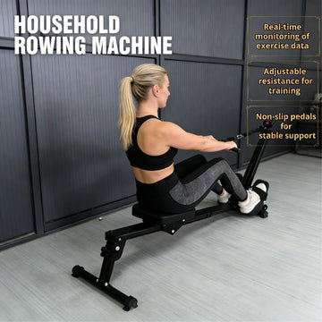 Foldable Rowing Machine with LCD Monitor — Adjustable Resistance Home Rower - AGILITHOR