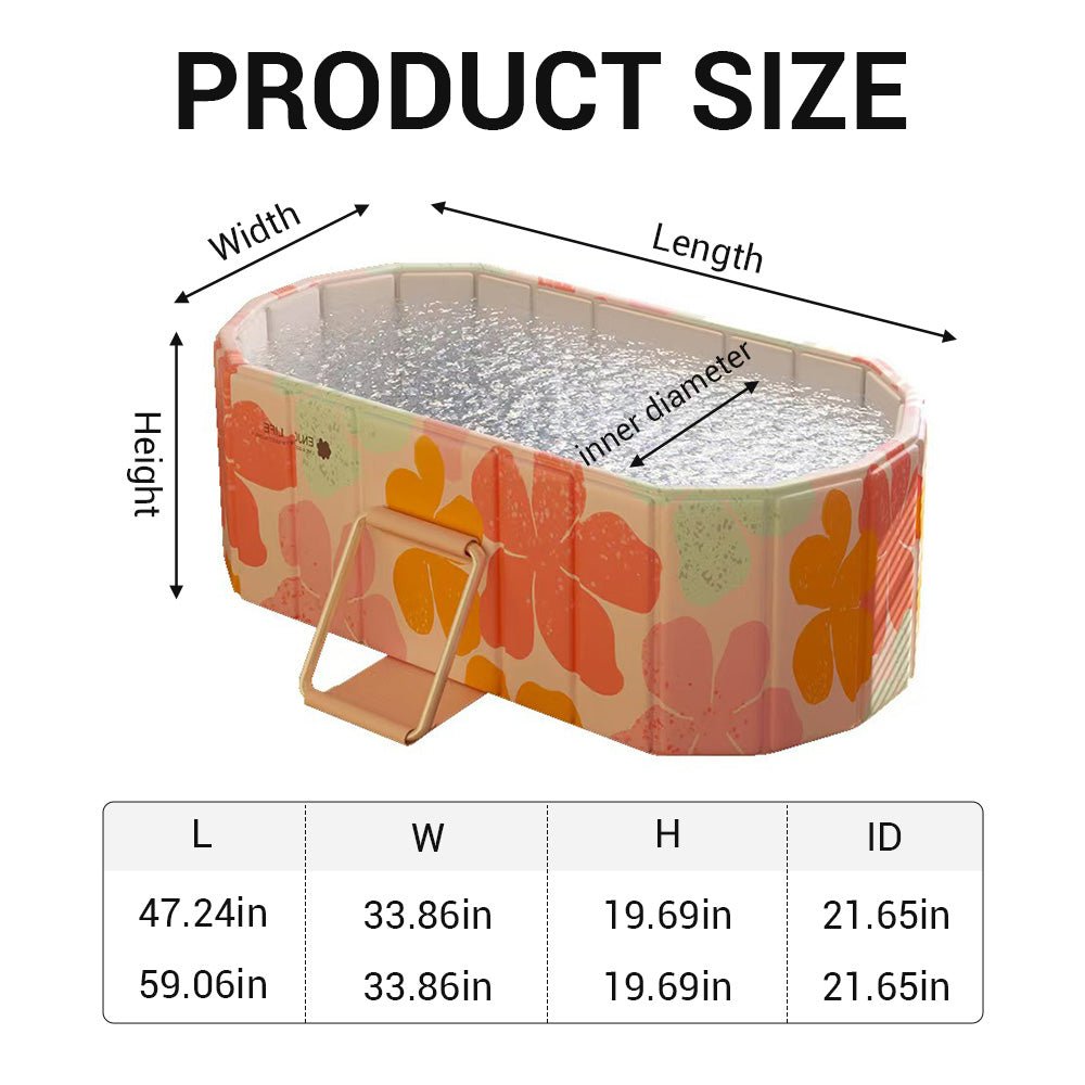 Foldable Soaking Bathtub with Steel Support Frame — Adult Full Body Bath Tub - AGILITHOR
