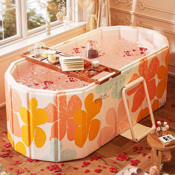 Foldable Soaking Bathtub with Steel Support Frame — Adult Full Body Bath Tub - AGILITHOR