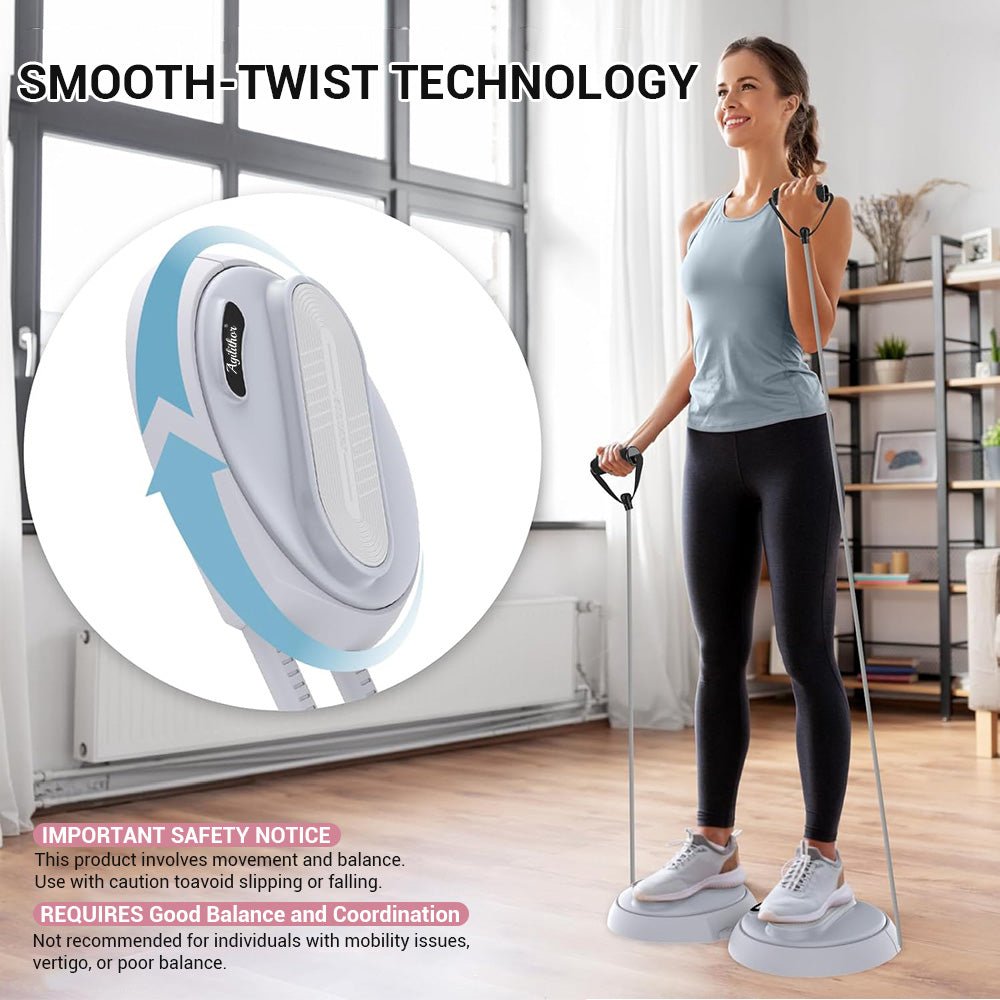Foldable Twist Stepper Disc with Resistance Bands & LCD Counter - AGILITHOR