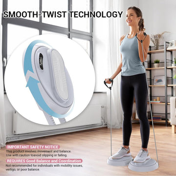 Foldable Twist Stepper Disc with Resistance Bands & LCD Counter - AGILITHOR