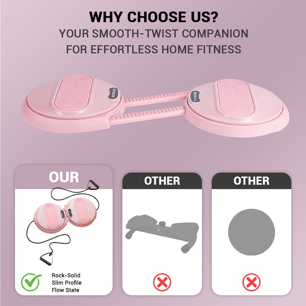 Foldable Twist Stepper Disc with Resistance Bands & LCD Counter - AGILITHOR