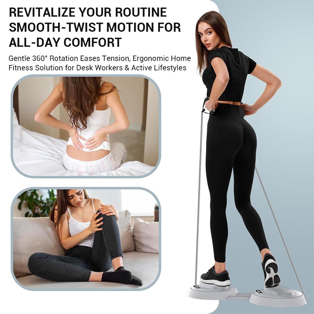 Foldable Twist Stepper Disc with Resistance Bands & LCD Counter - AGILITHOR