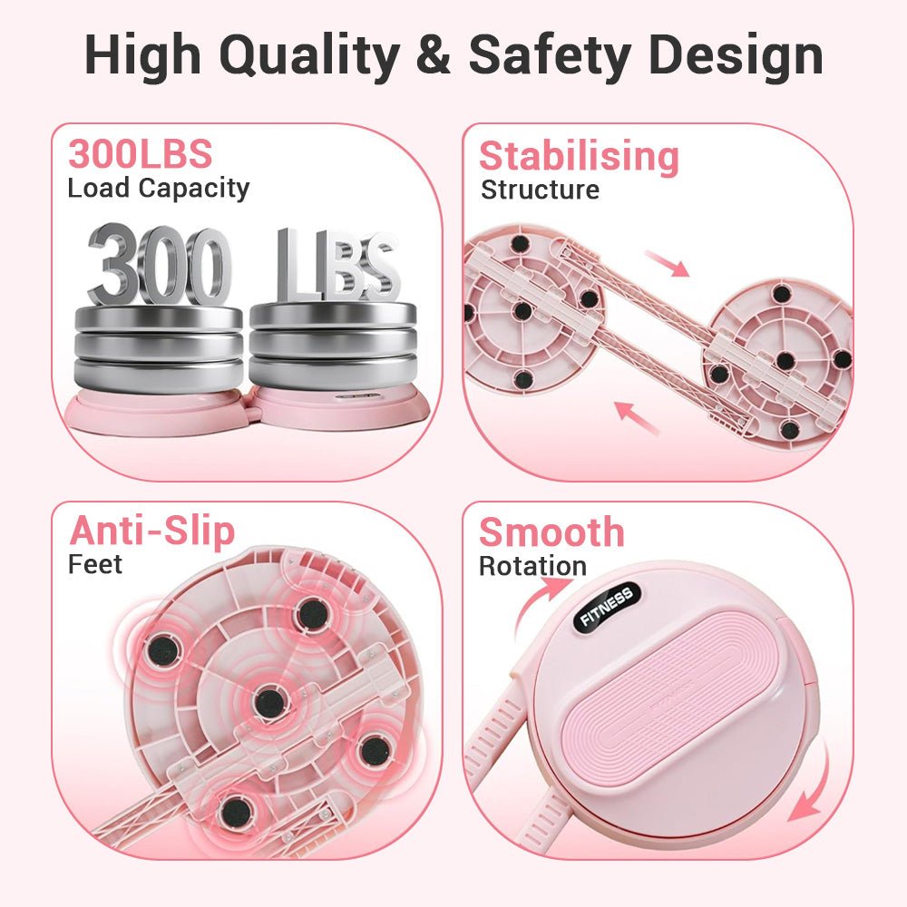 Foldable Twist Stepper Disc with Resistance Bands & LCD Counter - AGILITHOR