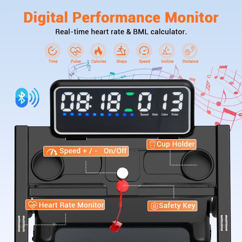 Folding Treadmill with 5.2% Incline & Bluetooth App Control - AGILITHOR