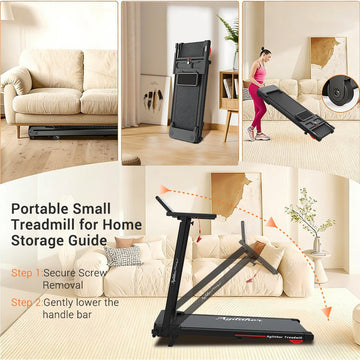 Folding Treadmill with 5.2% Incline & Bluetooth App Control - AGILITHOR