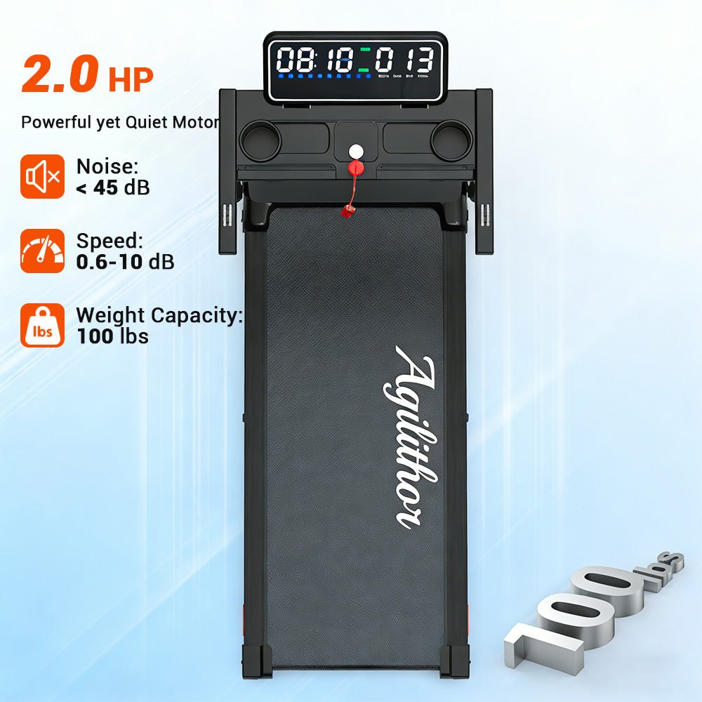 Folding Treadmill with 5.2% Incline & Bluetooth App Control - AGILITHOR