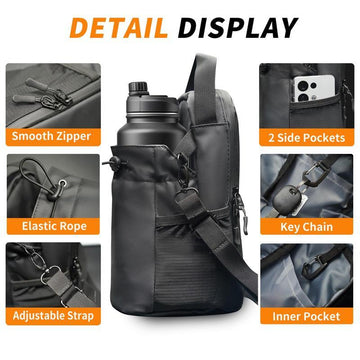 Large Water Bottle Carrier Bag with Shoulder Strap & Storage Pocket - AGILITHOR