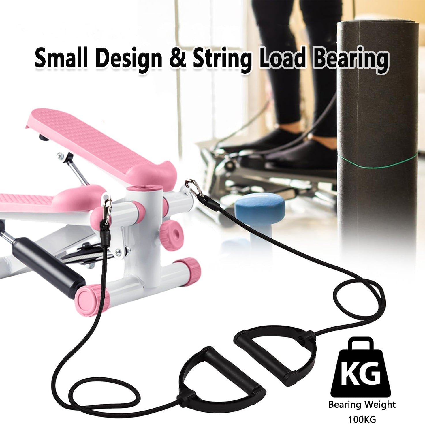 Mini Stair Stepper Machine with Resistance Bands & LCD Display - AGILITHOR