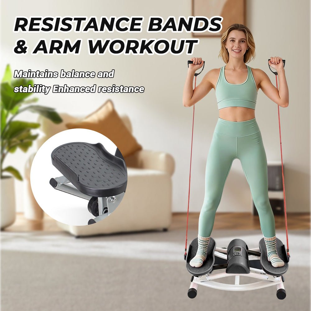 Mini Stepper Machine with Resistance Bands & LCD Counter - AGILITHOR