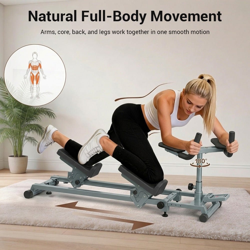 Multi-Function Rowing Machine & Leg Stretch Trainer with 180° Rotating Handle - AGILITHOR