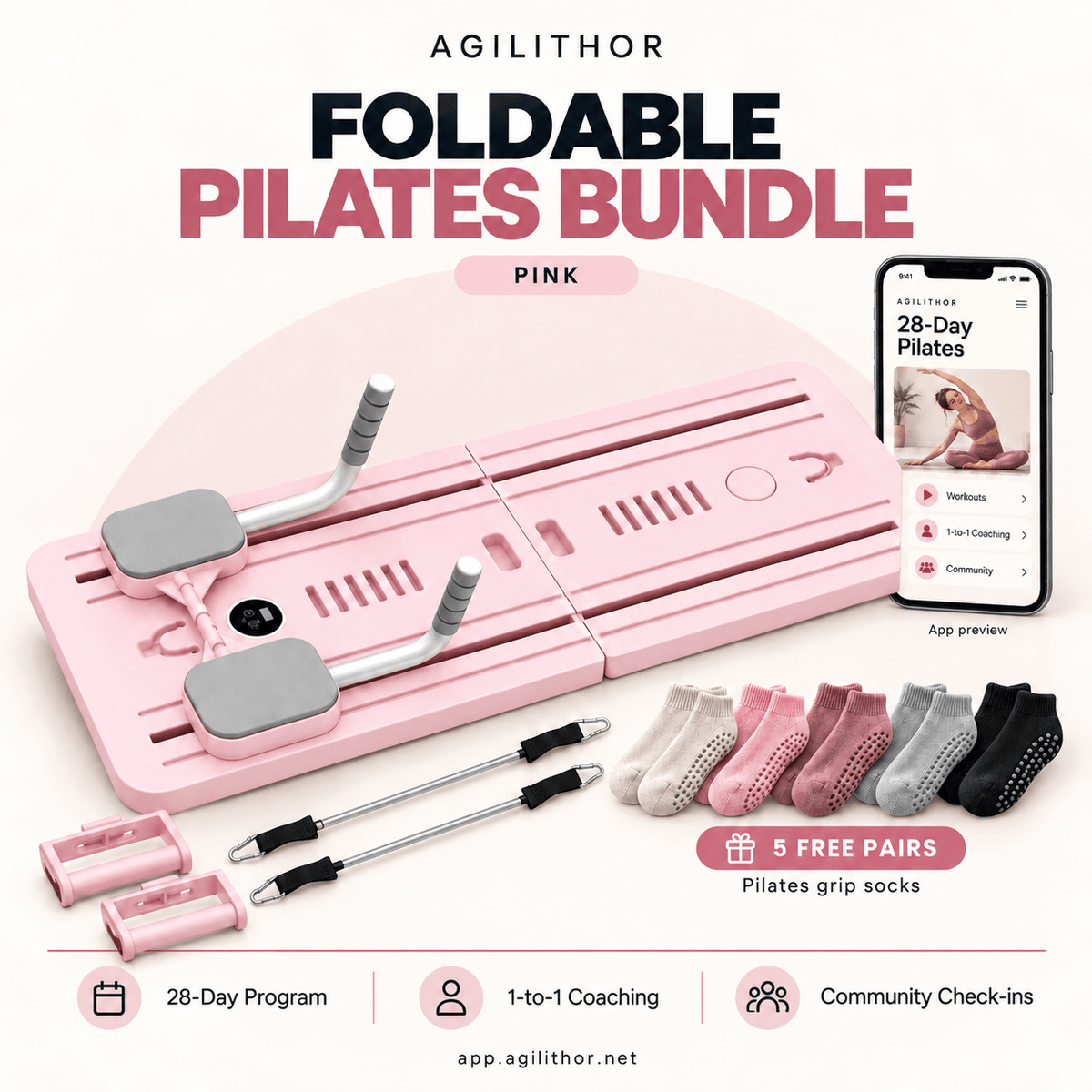 Pilates Board + 28-Day Transformation Program - AGILITHOR