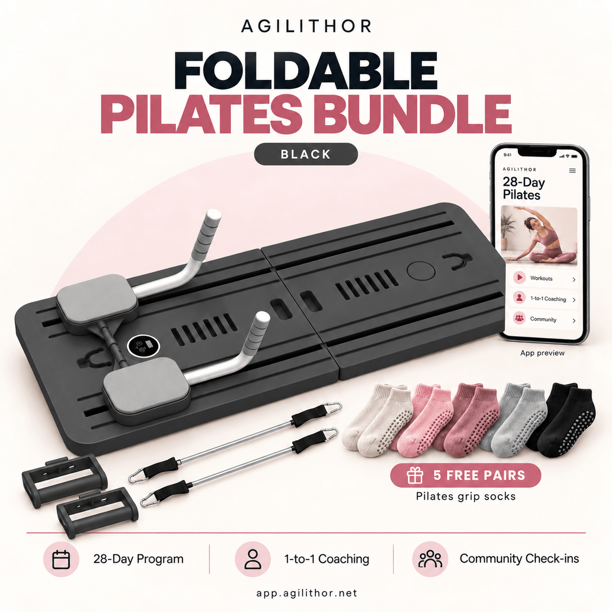 Pilates Board + 28-Day Transformation Program - AGILITHOR