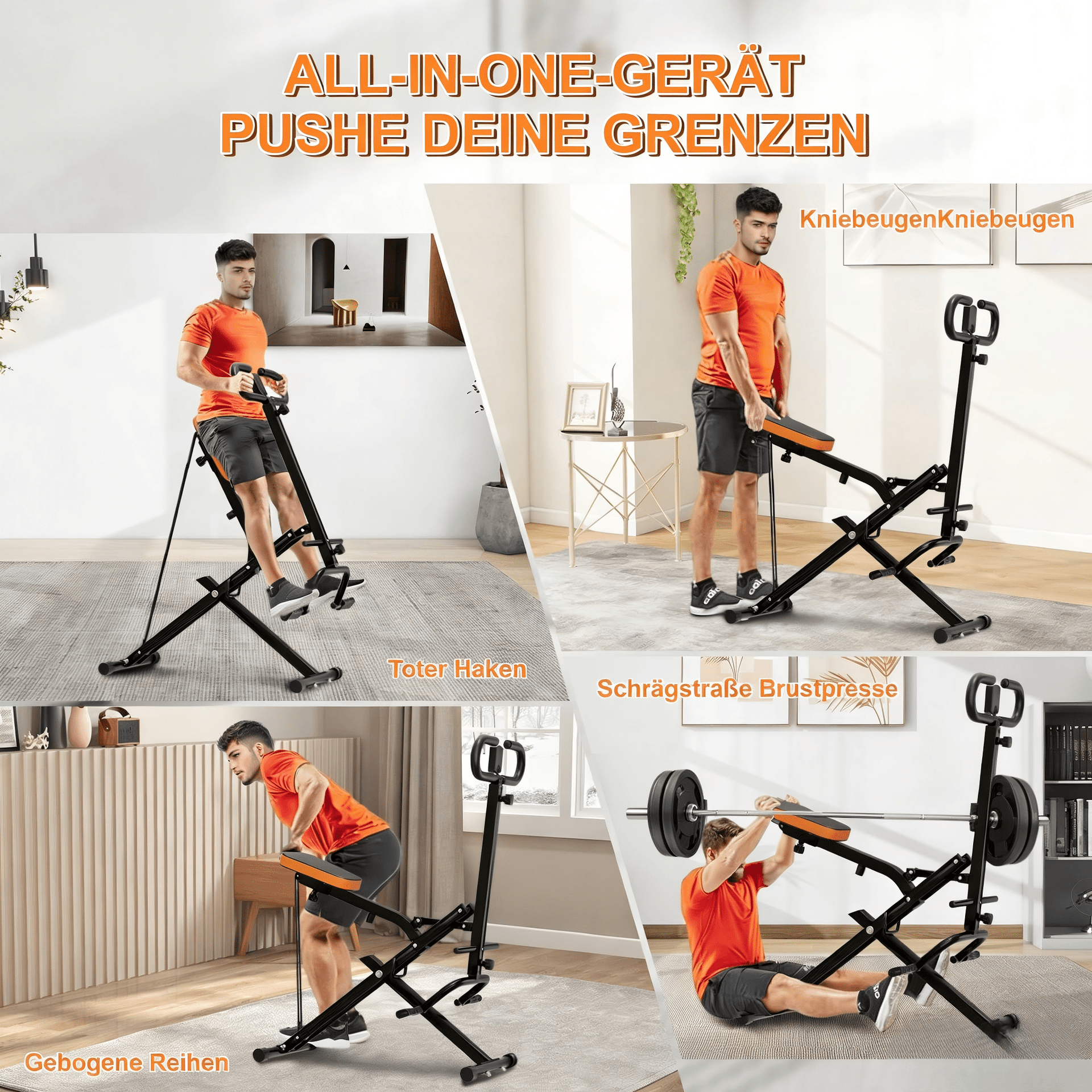 Squat Maschine für Home Gym, Kniebeugen-Trainer mit einstellbarem Widerstand, faltbares Trainingsgerät mit LCD-Anzeige, ideal für Po-, Bein- und Core-Training hersteller-garantie festlandchina - AGILITHOR