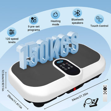 Vibration Plate Machine with Heated Foot Pads, Bluetooth Speaker & Remote Control - AGILITHOR