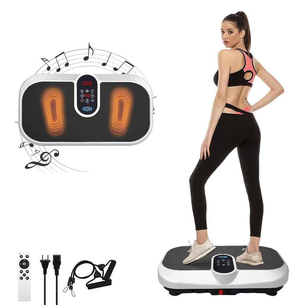 Vibration Plate Machine with Heated Foot Pads, Bluetooth Speaker & Remote Control - AGILITHOR