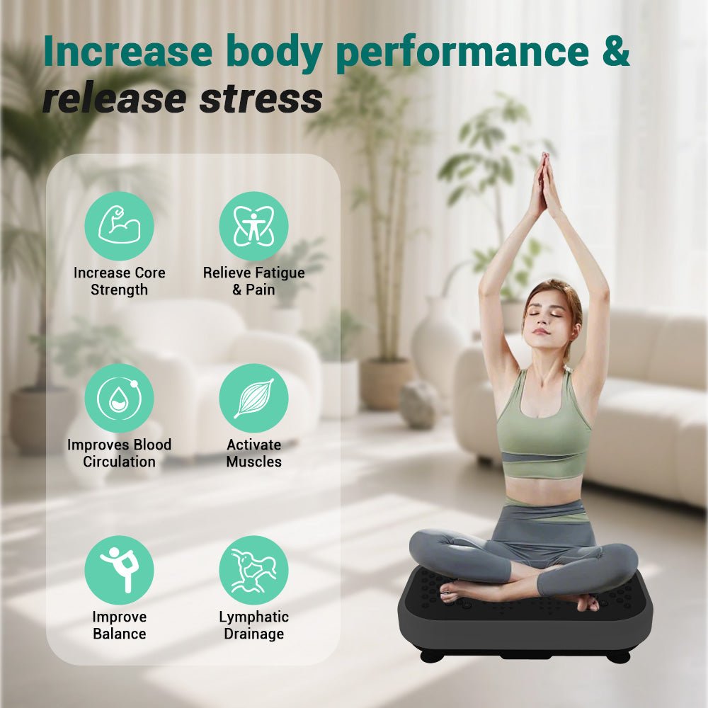 Vibration Plate Machine with Heated Foot Pads, Bluetooth Speaker & Remote Control - AGILITHOR