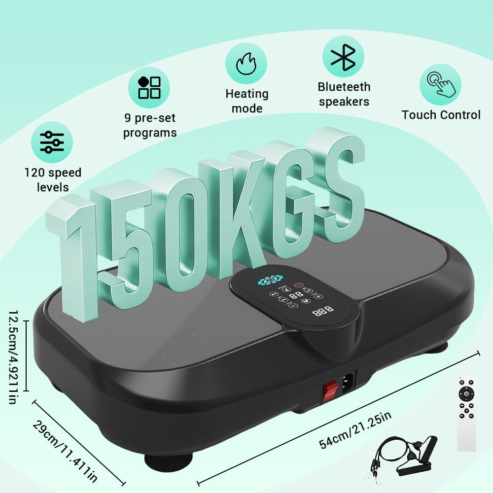 Vibration Plate Machine with Heated Foot Pads, Bluetooth Speaker & Remote Control - AGILITHOR