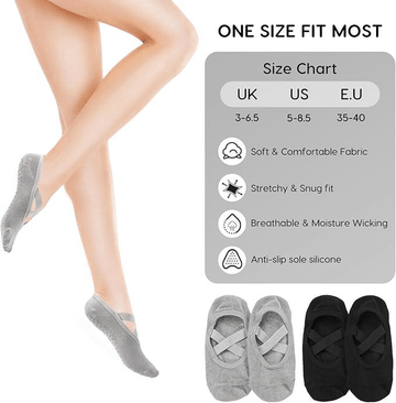 Women's Non-Slip Yoga Socks 5 Pairs – Pilates Grip Socks | AGILITHOR - AGILITHOR