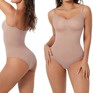 Women's Seamless Sculpting Thong Bodysuit with Built-in Bra - AGILITHOR