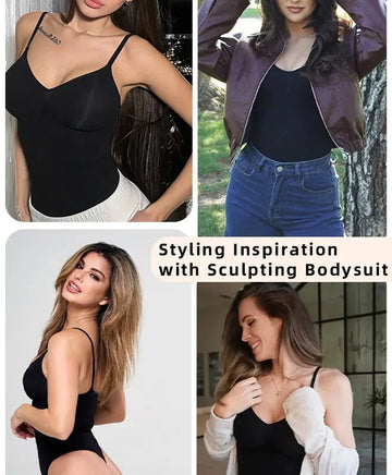 Women's Seamless Sculpting Thong Bodysuit with Built-in Bra - AGILITHOR
