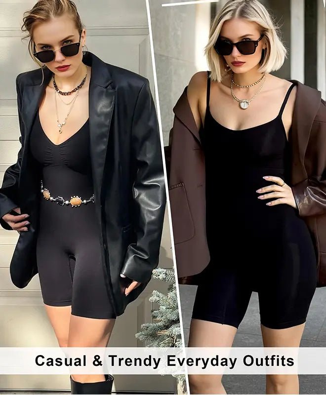 Women's Seamless V-Neck Bodysuit Shaper with Built-In Bra & Butt Lifter - AGILITHOR