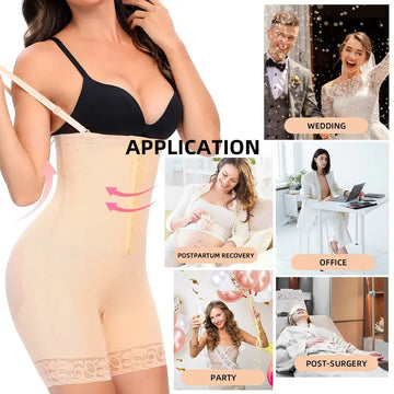 Women's Zipper Front Bodysuit Shaper with Adjustable Straps - AGILITHOR