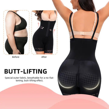 Women's Zipper Front Bodysuit Shaper with Adjustable Straps - AGILITHOR